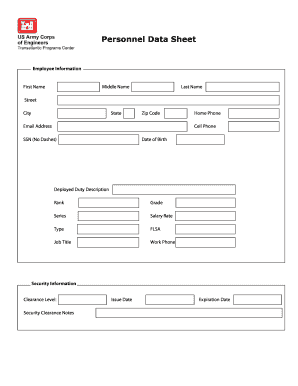 Personnel Data Sheet