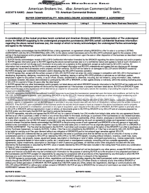Buyer Confidentiality Non-Disclosure Agreement