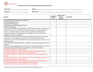 Resignation application - BCentralized Listb of Food Safety SystemHACCP bb - Dairy Extension - dairyextension foodscience cornell