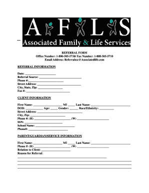 Referral Form for Behavioral Health Services