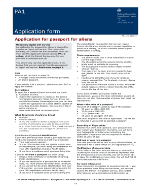 Application for Passport for Aliens