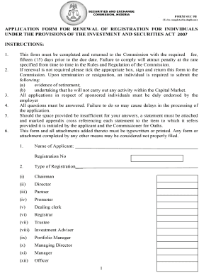 Registration Renewal Application for Capital Market Participants