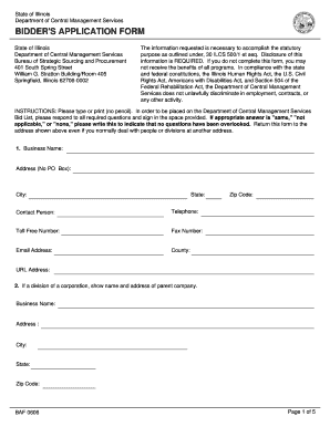 Illinois Bidder's Application Form