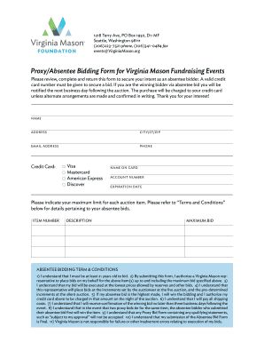 Proxy Absentee Bidding Form