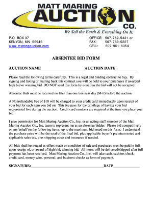 Absentee Bid Form