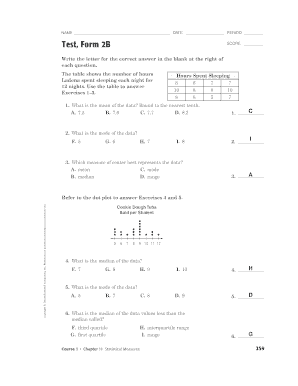 Middle School Math Test Form 2B