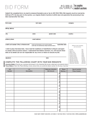 LAMA Auction Bid Form