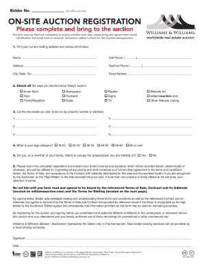On-Site Auction Registration Form