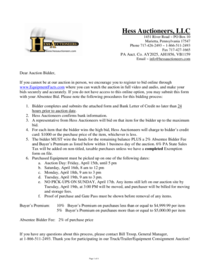 Absentee Bidder Form