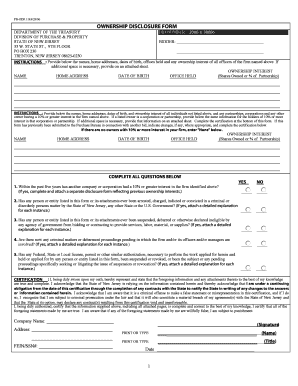 New Jersey Ownership Disclosure Form