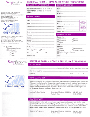 Sleep Services Referral Form - Home Sleep Study