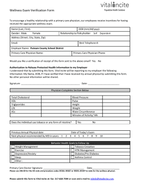 Wellness Exam Verification Form