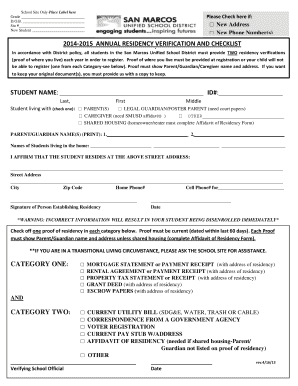Annual Residency Verification Form