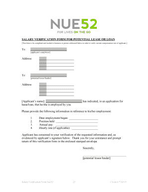 Salary bverification formb and release - Elation Properties