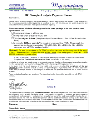 Mold Analysis Payment Form