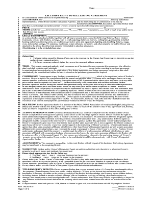 Exclusive Right to Sell Listing Agreement