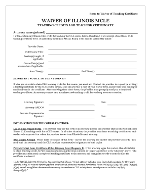 Illinois MCLE Teaching Certificate Waiver