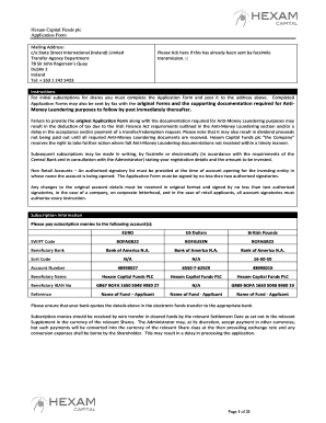 Hexam Capital Funds Application Form