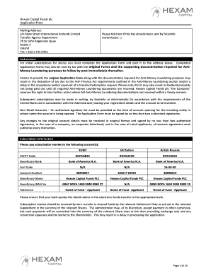 Hexam Capital Funds plc Application Form