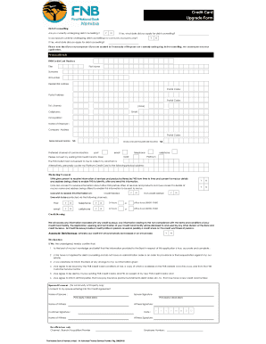 FNB Credit Card Upgrade Form