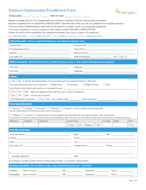 Sodium Hyaluronate Enrollment Form