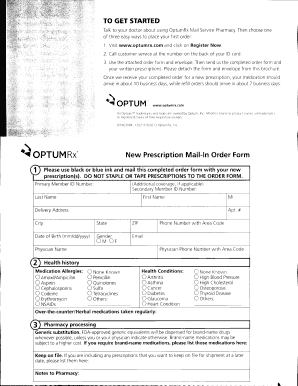 OptumRx New Prescription Mail-In Order Form