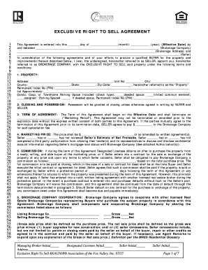 Exclusive Right to Sell Agreement