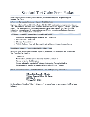 Washington Standard Tort Claim Form