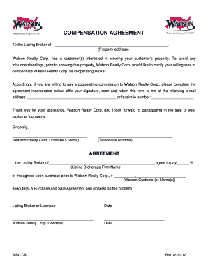 Compensation Agreement for Real Estate Broker