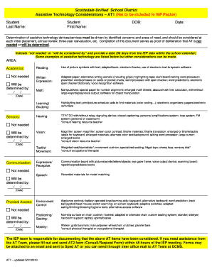 Assistive Technology Considerations Form AT1