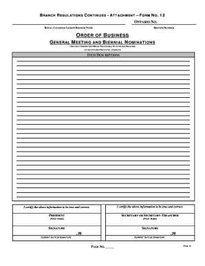 Royal Canadian Legion Branch Regulations Form