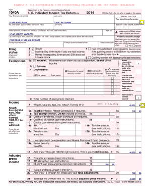 IRS Form 1040A 2014