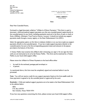 Texas Affidavit of Direct Payments