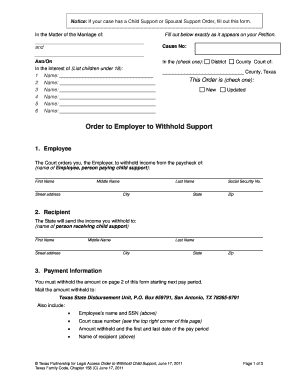 Order to Withhold Child Support