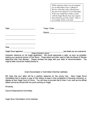 Eagle Scout Reference Letter Request