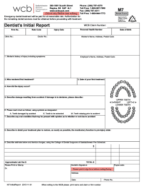 Dentist's Initial Report Form