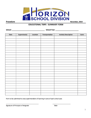 Educational Trips Summary Form