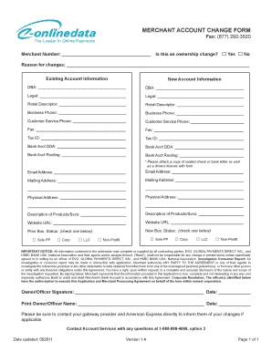 Merchant Account Change Form