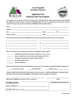 Reduced User Fee Program Application