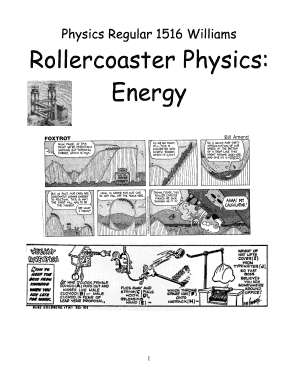 Rollercoaster Physics Energy Calculation Sheet