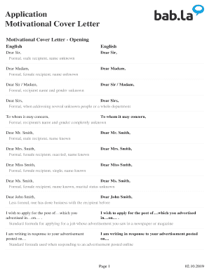 Motivational Cover Letter Template