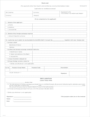 Form A2 for Remittances Abroad