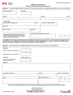 Canada Medical Certificate for Employment Insurance