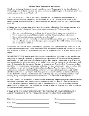 Idea or Story Submission Agreement