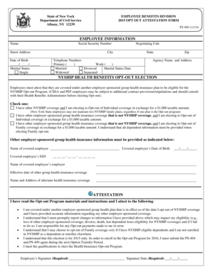 New York State NYSHIP Opt-Out Attestation Form