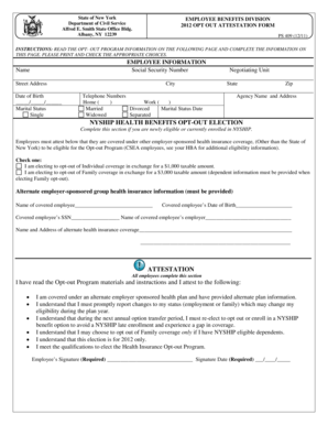 New York State Health Insurance Opt-Out Attestation Form
