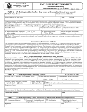 New York State Disability Statement for Dependent