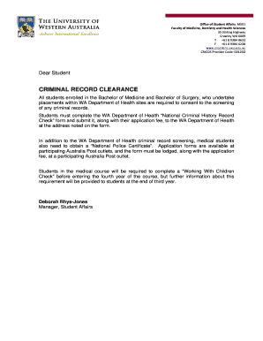 WA Health Criminal Record Screening Consent Form