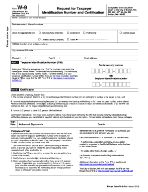 Form W-9 Request for Taxpayer Identification Number