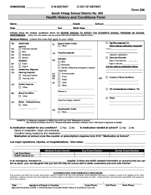 Health History and Conditions Form